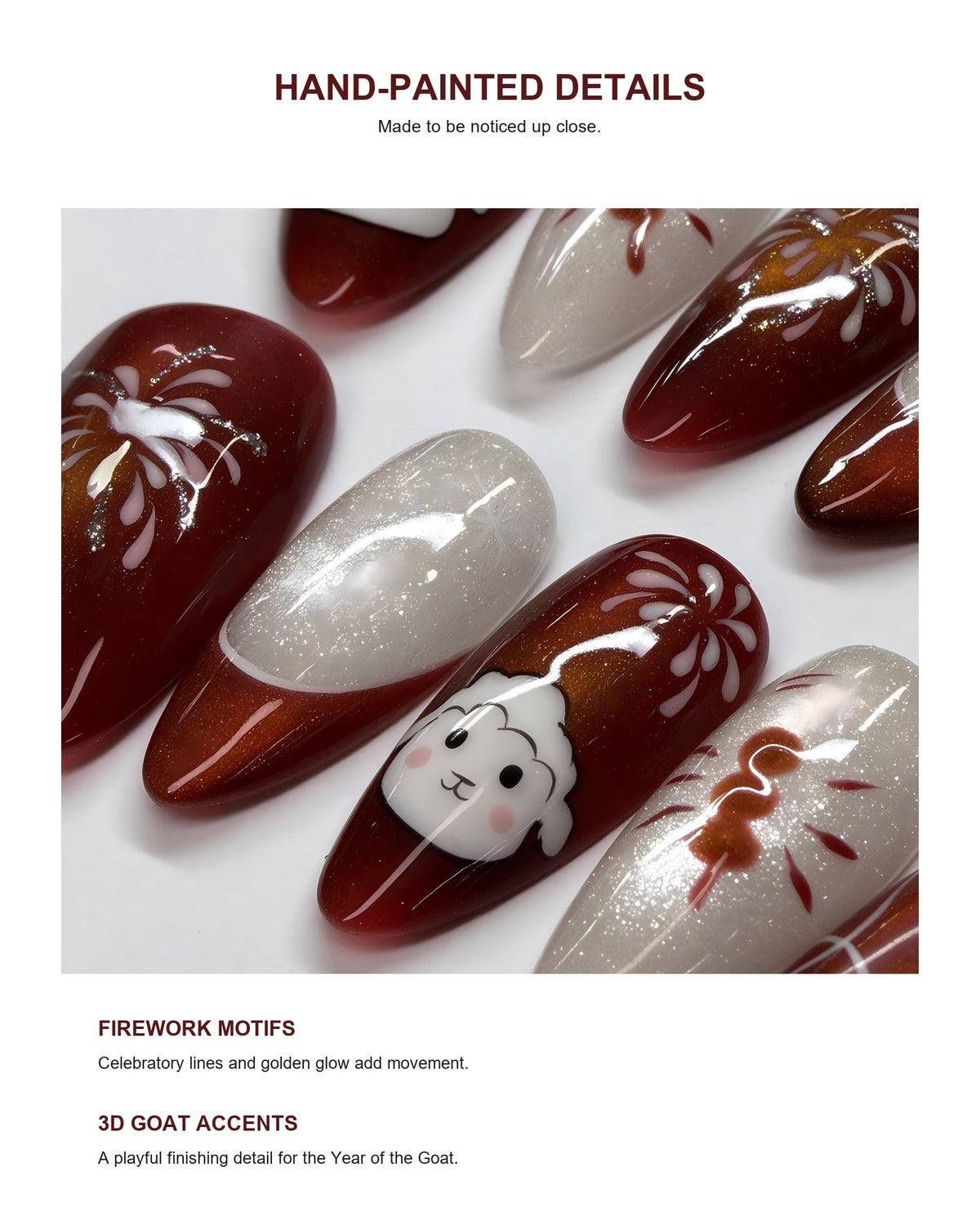 Chinese New Year Press On Nails Year of the Goat Lunar New Year Nail Set