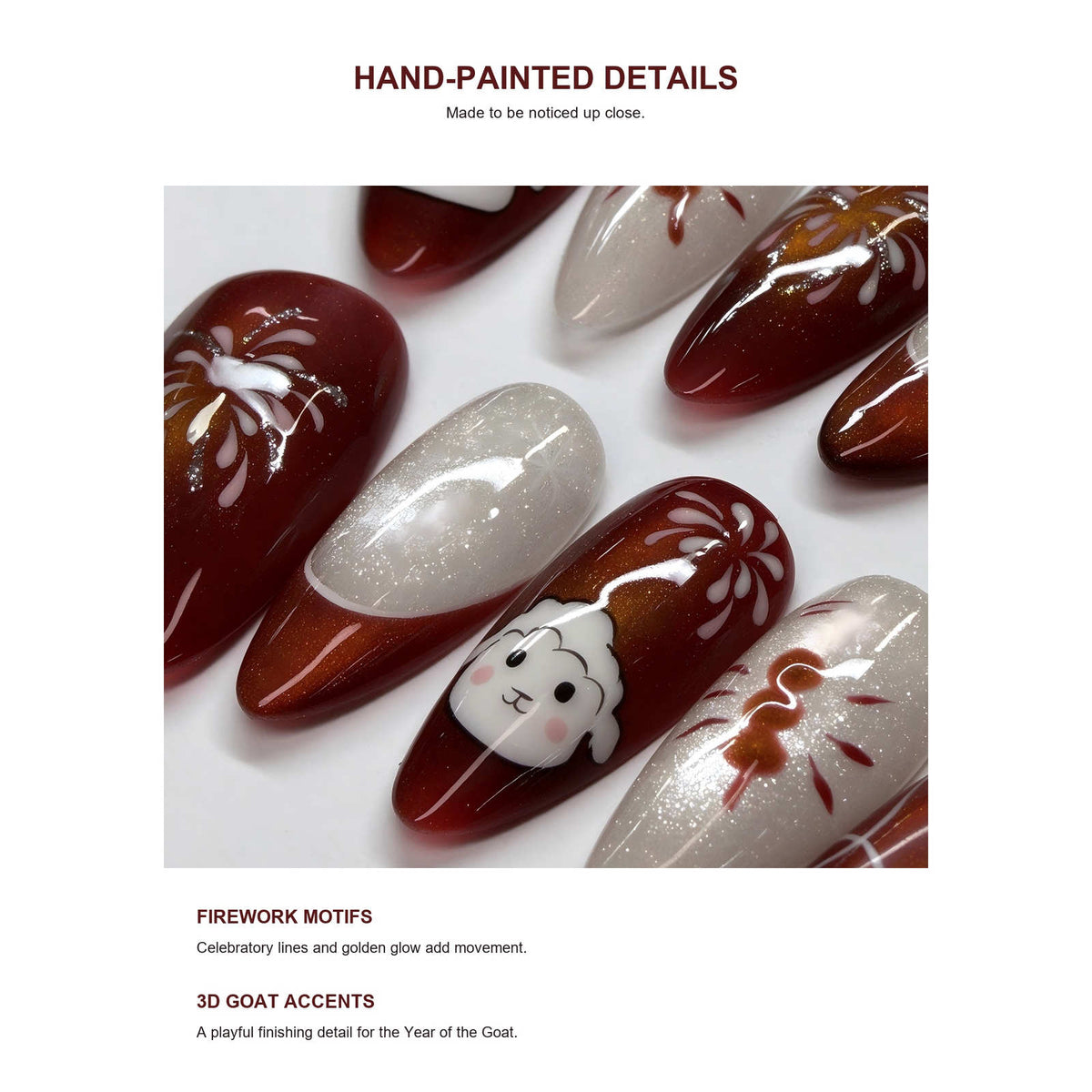 Lucky Little Lamb: Lunar New Year Fireworks and Snowflake Press-On Nails