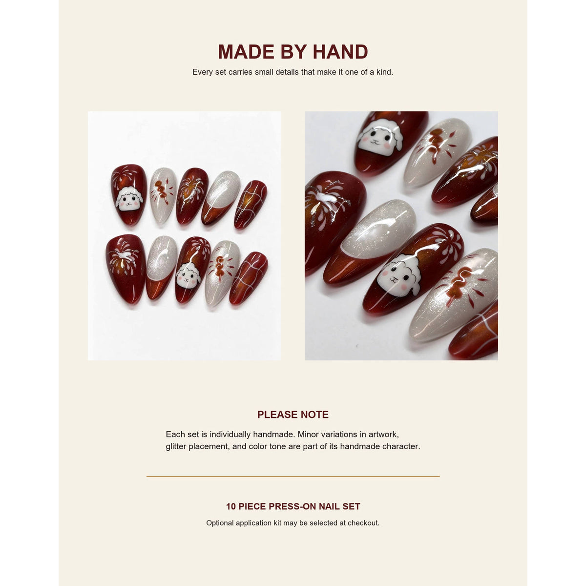 Lucky Little Lamb: Lunar New Year Fireworks and Snowflake Press-On Nails