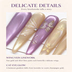 Butterfly at Dusk: Lavender and Champagne Gold Hand-Painted Press-On Nails