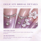 Peach Blossom Haze: Pink-to-Lavender Cat-Eye Floral Press-On Nails