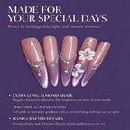Peach Blossom Haze: Pink-to-Lavender Cat-Eye Floral Press-On Nails
