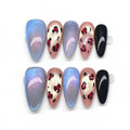 Starlit Leopard: Blue-Violet Cat-Eye and Leopard Print Press-On Nails