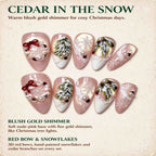 Cedar in the Snow: Blush Gold Shimmer Christmas Press-On Nails