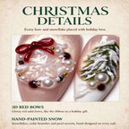 Cedar in the Snow: Blush Gold Shimmer Christmas Press-On Nails