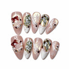 Cedar in the Snow: Blush Gold Shimmer Christmas Press-On Nails