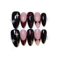 After-Dark Romance: Black and Burgundy Slanted French Press-On Nails