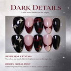 After-Dark Romance: Black and Burgundy Slanted French Press-On Nails