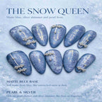 The Snow Queen: Matte Blue Pearl and Silver Shimmer Press-On Nails