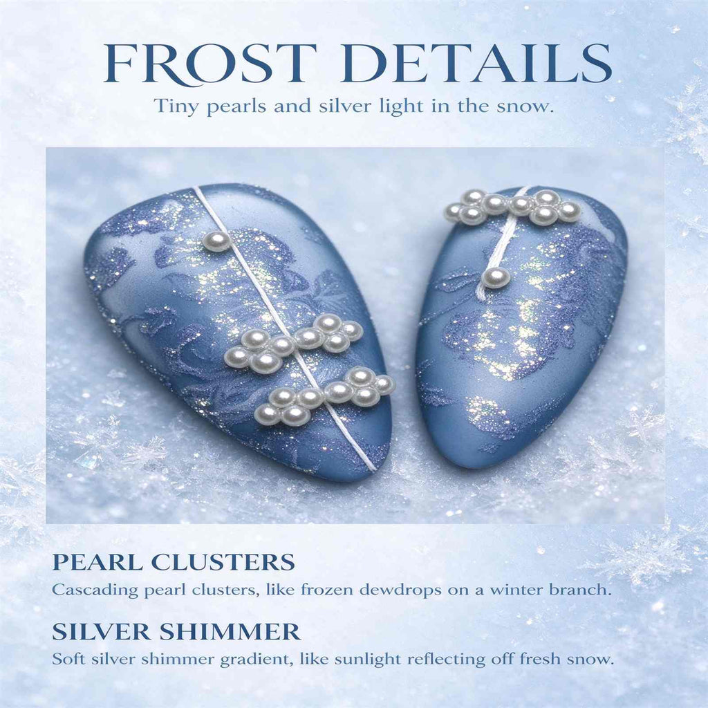 The Snow Queen: Matte Blue Pearl and Silver Shimmer Press-On Nails